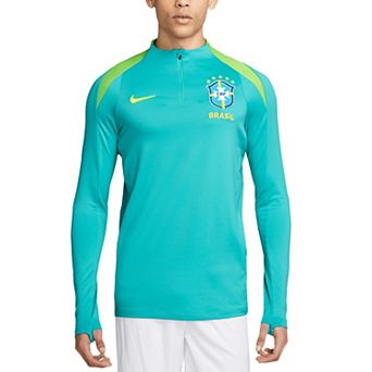 Men's Nike Aqua Brazil National Team 2024 Strike Drill Performance Quarter-Zip Pullover Top