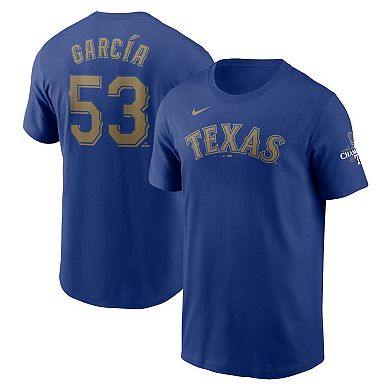 Men's Nike Adolis Garcia Royal Texas Rangers 2024 Gold Collection Name & Number T-Shirt