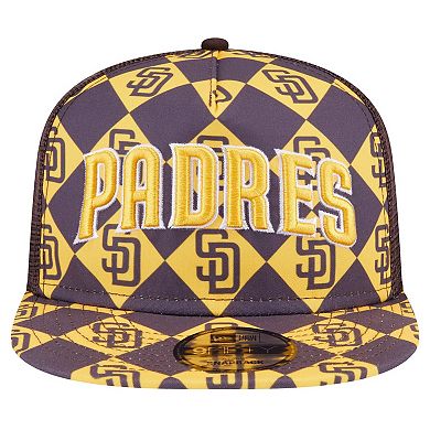 Men's New Era Brown San Diego Padres Seeing Diamonds A-Frame Trucker 9FIFTY Snapback Hat