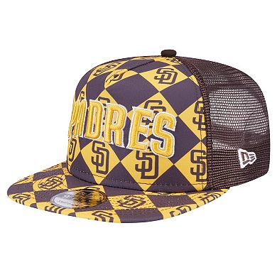 Men's New Era Brown San Diego Padres Seeing Diamonds A-Frame Trucker 9FIFTY Snapback Hat