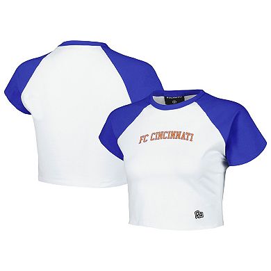 Women's Hype and Vice White FC Cincinnati Homerun Cropped Raglan T-Shirt