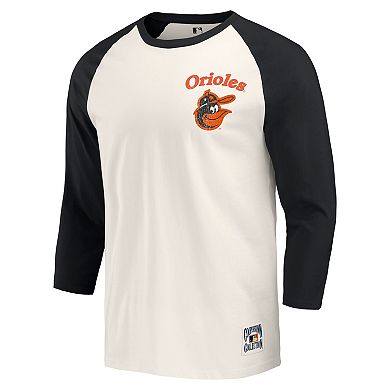 Men's Darius Rucker Collection by Fanatics Orange/White Baltimore Orioles Cooperstown Collection Raglan 3/4-Sleeve T-Shirt