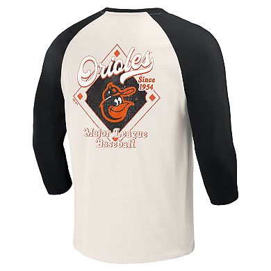 Men's Darius Rucker Collection by Fanatics Orange/White Baltimore Orioles Cooperstown Collection Raglan 3/4-Sleeve T-Shirt