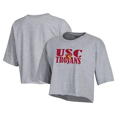 Women's Champion Gray USC Trojans Boyfriend Cropped T-Shirt