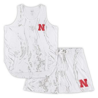 Women's Profile White Nebraska Huskers Plus Size Marble Tank and Shorts Set