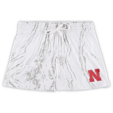 Women's Profile White Nebraska Huskers Plus Size Marble Tank and Shorts Set