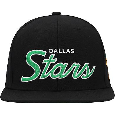 Men's Mitchell & Ness Black Dallas Stars Core Team Script 2.0 Snapback Hat