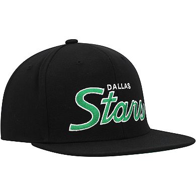 Men's Mitchell & Ness Black Dallas Stars Core Team Script 2.0 Snapback Hat