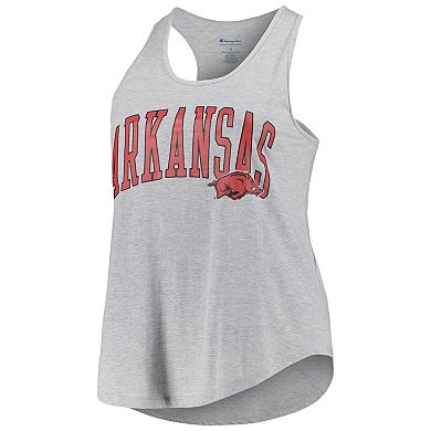 Women's Profile Heather Gray Arkansas Razorbacks Arch Logo Racerback Scoop Neck Tank Top