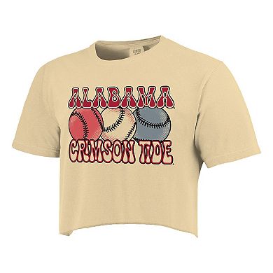Women's Natural Alabama Crimson Tide Comfort Colors Baseball Cropped T-Shirt