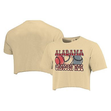 Women's Natural Alabama Crimson Tide Comfort Colors Baseball Cropped T-Shirt