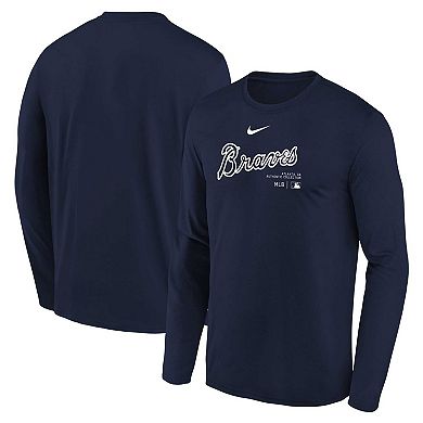 Youth Nike Navy Atlanta Braves Authentic Collection Long Sleeve Performance T-Shirt