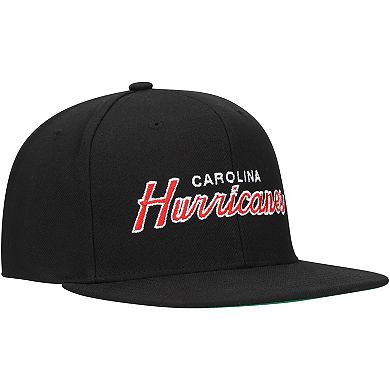 Men's Mitchell & Ness Black Carolina Hurricanes Core Team Script 2.0 Snapback Hat