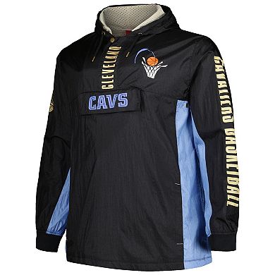 Men's Mitchell & Ness Black Cleveland Cavaliers Big & Tall Hardwood Classics Team OG 2.0 Anorak Hoodie Quarter-Zip Windbreaker Jacket