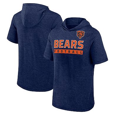 Men's Fanatics Branded Navy Chicago Bears Short Sleeve Pullover Hoodie