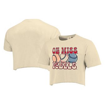 Women's Natural Ole Miss Rebels Comfort Colors Baseball Cropped T-Shirt