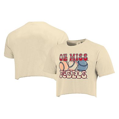 Women's Natural Ole Miss Rebels Comfort Colors Baseball Cropped T-Shirt