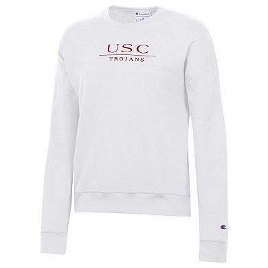 Women's Champion White USC Trojans Fleece Pullover Sweatshirt