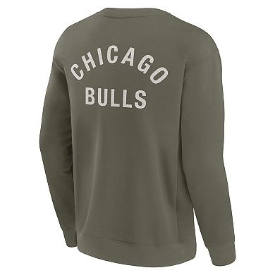 Unisex Fanatics Olive Chicago Bulls Super Soft Pullover Crew Sweatshirt