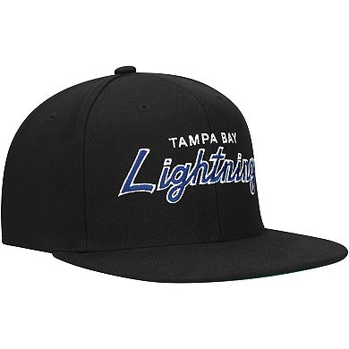 Men's Mitchell & Ness Black Tampa Bay Lightning Core Team Script 2.0 Snapback Hat