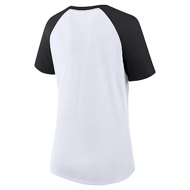 Women's Profile White/Black Georgia Bulldogs Plus Size Best Squad Shimmer Raglan Notch Neck T-Shirt
