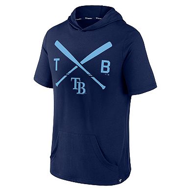 Men's Fanatics Branded Navy Tampa Bay Rays Iconic Rebel Short Sleeve Pullover Hoodie