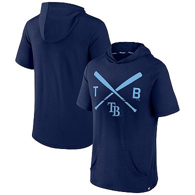 Men's Fanatics Branded Navy Tampa Bay Rays Iconic Rebel Short Sleeve Pullover Hoodie