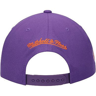 Men's Mitchell & Ness White/Purple Clemson Tigers Retro Sport Color Block Script Snapback Hat