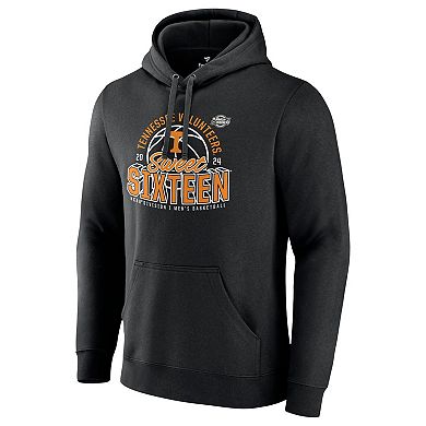 Men's Fanatics Branded  Black Tennessee Volunteers 2024 NCAA Men's Basketball Tournament March Madness Sweet Sixteen Defensive Stance Pullover Hoodie