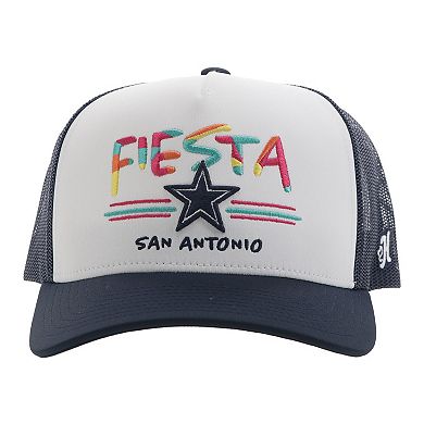 Men's HOOey White/Navy Dallas Cowboys NFL Fiesta Adjustable Trucker Hat