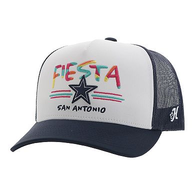 Men's HOOey White/Navy Dallas Cowboys NFL Fiesta Adjustable Trucker Hat