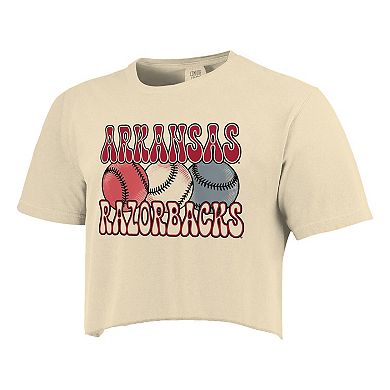 Women's Natural Arkansas Razorbacks Comfort Colors Baseball Cropped T-Shirt