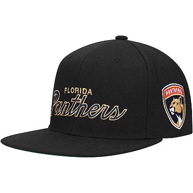 Men's Mitchell & Ness Black Florida Panthers Core Team Script 2.0 Snapback Hat