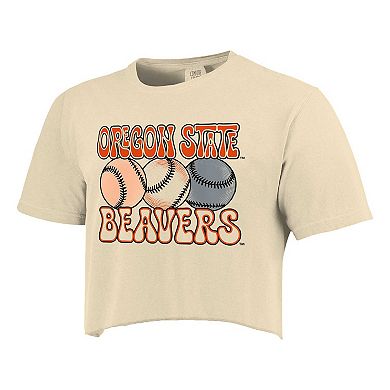 Women's Natural Oregon State Beavers Comfort Colors Baseball Cropped T-Shirt
