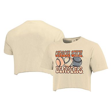 Women's Natural Oregon State Beavers Comfort Colors Baseball Cropped T-Shirt