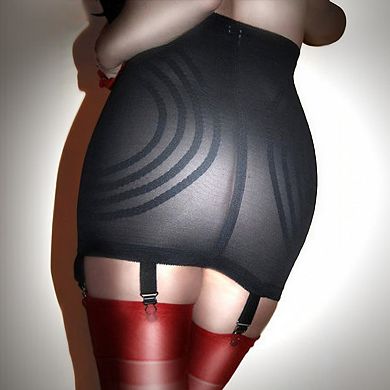 Firm Control Open Bottom Girdle Invisinet Tummy Panel Contour Bands 6 Metal Garters