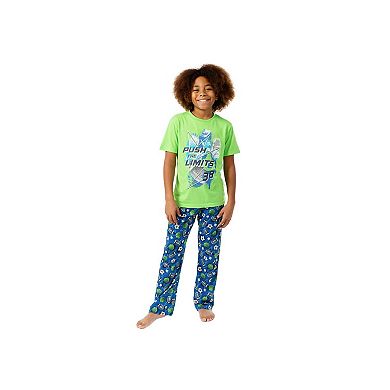 Sleep On It Boys 2-Piece Short-Sleeve Jersey Pajama Top and Pajama Pants Set