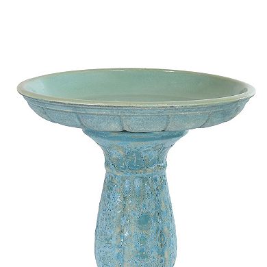 Sunnydaze Avignon Blue Lava Finish Ceramic Bird Bath - 18.75" H