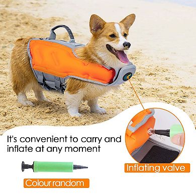 Pet Inflatable Dog Life Jacket With Reflective Strips