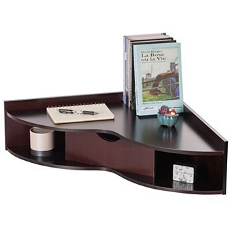 Corner Desk Heart Shaped Wall Mounted Office Table With Drawer And Two Shelves