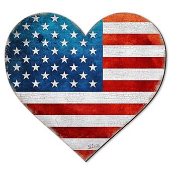 Patriotic Heart Decorative Holiday 12-Inch Handcrafted Wooden Wall Decor by G. DeBrekht
