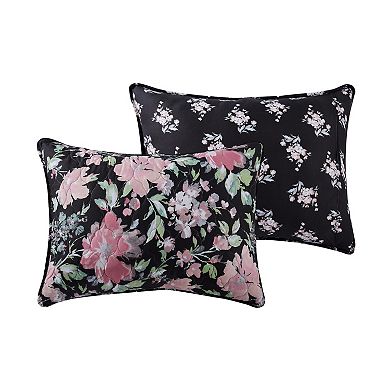 VCNY Home Allure Black Floral Reversible Quilt Set