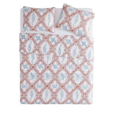 VCNY Home Coastal 3-Piece Printed Sealife Quilt Set