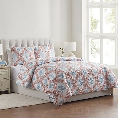 VCNY Home Coastal 3-Piece Printed Sealife Quilt Set