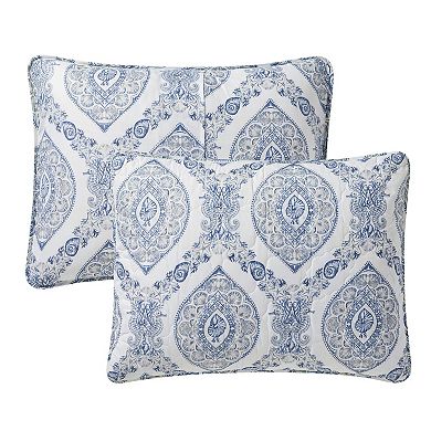 VCNY Home Sea Damask 3-Piece Printed Coastal Quilt Set