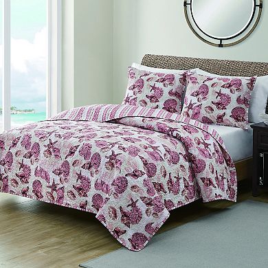 VCNY Home Shell Treasure 3-Piece Reversible Quilt Set