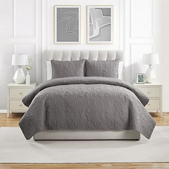 VCNY Home Seashell 3 pc Solid Pinsonic Coastal Quilt Set