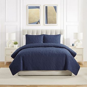 VCNY Home Seashell 3 pc Solid Pinsonic Coastal Quilt Set