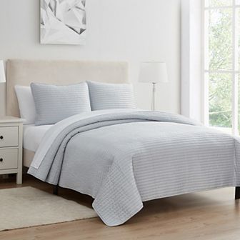 VCNY Home Serenity 3 pc Textured Stripe Quilt Set
