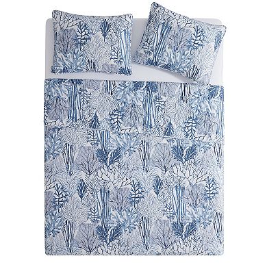 VCNY Home Gill 3-Piece Blue Printed Sea Plants Coastal Quilt Set